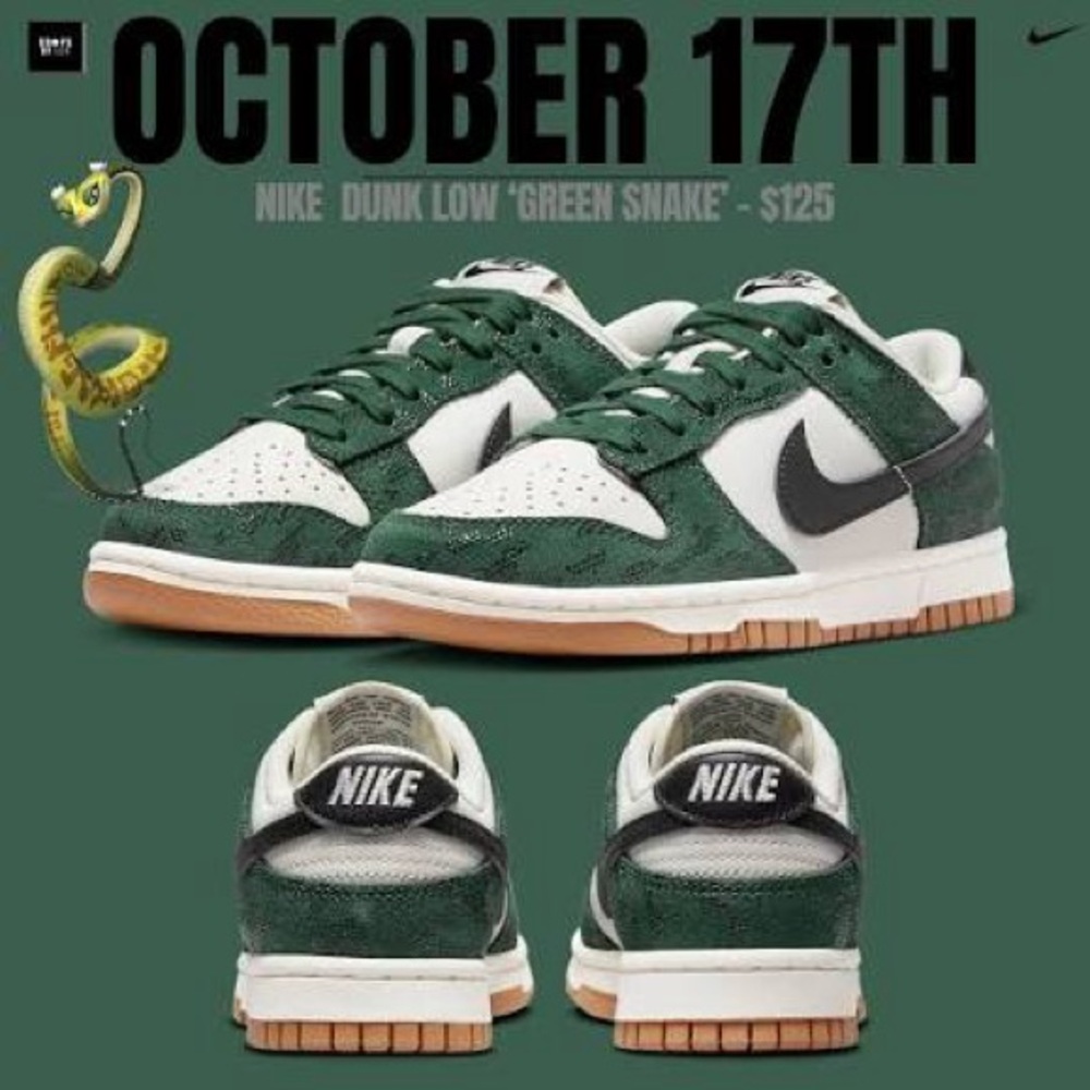Nike green snakeskin dunks size 8 - Picture 2 of 14